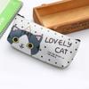 Estuche para lápices de cuero PU con diseño de gatito coreano, bonito estuche impermeable para lápices, estuche tridimensional de dibujos animados