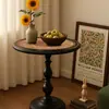 Mesa Lateral Estilo Francés, Mesa de Café Pequeña Estilo Antiguo, Gabinete Lateral Móvil para Sofá de Sala de Estar, Mesa Redonda Pequeña Retro, Mesa de Noche de Hierro Forjado