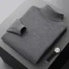 Suéter de punto de cuello alto para hombre, jersey de otoño e invierno, camisa base de punto liso, suéter de lana grueso