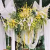 Conjunto de Flores Artificiales de Tono Amarillo Combinación Amarillo-Naranja Colores Cálidos Dorado Brillante Arreglo Floral para Boda al Aire Libre Muro de Flores Flores Terminadas