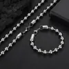 Corrente Europeia e Americana Transfronteiriça de Contas de Vidro de Aço Inoxidável 8mm Corrente de Contas Redondas Colar de Aço Titânio Marca da Moda Pulseira Masculina Atacado A partir de Uma Peça