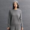 Suéter de Tricô Básico Novo Outono e Inverno Feminino em Caxemira, Gola Redonda, Solto Casual Cor Sólida Versátil Suéter de Caxemira