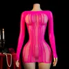 Lingerie sexy de manga comprida estilo europeu e americano, body de malha see-through sedutor jacquard vazado justo de alta elasticidade