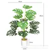 Venta al por mayor de fábrica flor artificial de alta calidad 15 horquillas hoja de caparazón de tortuga planta de simulación creativa pared de plantas en maceta ingeniería decorativa hojas verdes