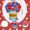 Letrero de Puerta de Madera para el Día de la Independencia Estadounidense Transfronterizo Nuevo Estilo Colgante de Estrella Corazón Decoración de Fiesta Rojo Blanco Azul Artesanía