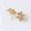 Brincos de pino de flor de zircônio colorido com diamantes incrustados em ouro 18k banhado a cobre, retrô, artesanal, faça você mesmo, acessórios de material de joias
