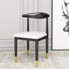 Silla de Comedor Doméstica de Lujo Ligero Taburete Moderno Silla Nórdica para Tocador Silla con Respaldo Imitación Madera Maciza Hierro Silla de Negociación de Esquina