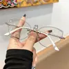 Gipsofila Reductoras de Edad Orejas de Gato Lisas Corte de Diamante Metal Ultraligero Montura Invisible Lentes Graduados para Mujer