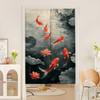 Nueva Cortina de Puerta Feng Shui de Pez Koi de Buena Suerte Estilo Chino para Habitación, Pasillo, Estudio, Cortina Divisoria de Alta Gama, Cortina Opaca Simple sin Taladro
