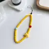 Funda de Teléfono Acrílica Colorida de Dibujos Animados con Cuentas Estilo Coreano, Fresca y Sencilla, con Cadena, Correa Corta Universal Versátil, Selección de Influencers de Moda