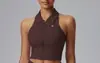 Cuello Solapa Cremallera Antishock Integrado Chaleco de Yoga Anticaída Ropa de Tenis Verano Fitness Sujetador Deportivo Sin Mangas
