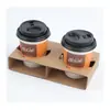 Papel kraft com porta-copos para chá com leite, porta-copos para café, descartável, para 2 a 4 copos, base de embalagem de papelão ondulado, atacado de fábrica
