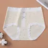 Roupa íntima feminina de algodão classe A, Roupa íntima feminina de algodão puro com cintura média, Roupa íntima triangular com fundo estendido 10A antibacteriano de algodão integral para mulheres