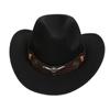 Sombreros para Hombre Transfronterizos, Sombreros Vaqueros Occidentales Europeos y Americanos, Sombreros de Jazz de Lana, Sombreros de Sol para Mujer para Exteriores, Sombreros Negros para Adultos