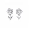 Brincos de Tarraxa Florais com Zircônia Estilo Ins Coreano Versáteis para o Dia a Dia Commute Joia para Orelha de Luxo Discreto com Toque de Luxo