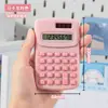 Calculadora mini pequena de cor macaron de aparência elegante para alunos do ensino fundamental de terceira ou quarta série, fofa, para crianças aprenderem