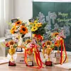 Presente de formatura do jardim de infância para professoras: troféu masculino, buquê de tricô, girassol feito à mão como um presente de agradecimento aos professores