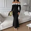 Vestido Elegante Maduro Estilo Nuevo Baifen ClothingTemu2026 con Patchwork Floral Tridimensional y Mangas Largas Descubiertas