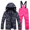 Novo traje de esqui para meninos e meninas, esportes ao ar livre, quente, infantil, top, calças da moda