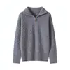 Suéter de Punto Grueso Trenzado Estilo Old Money Nuevo Otoño/Invierno 2026 100% Lana Cuello Solapa Cremallera Media Suéter para Mujer