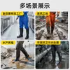 Calçados aquáticos masculinos, botas de chuva para canteiros de obras, botas de proteção para trabalho impermeáveis e antiderrapantes de cano longo com solas de couro bovino, botas de chuva de cano alto resistentes ao desgaste e quentes