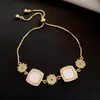 Pulsera de diamantes cuadrados, diseño elegante y moderno de la marca coreana Flu, pulsera delicada y con sentido de la moda, pulsera de celebridades de Internet, recién llegada para mujeres.