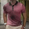 Comercio Exterior Europeo y Americano Verano Nuevo para Hombre Camisa Polo de Manga Corta Estampado Digital 3D Casual al Aire Libre Camisa Polo con Botones