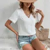 Bai Fen Zhi Yi Nuevo Top de Verano Estilo Europeo y Americano Sencillo Suéter Transfronterizo Moda Encaje Empalmado Camisa Blanca