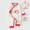 Ropa de Monje para Bebé de Primavera y Otoño 0-3 Meses Body Rojo Recién Nacido Algodón Puro Ropa de Mariposa Mono para Bebé