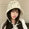 Sombrero de Ganchillo con Cordones Estilo Coreano para Mujer, Sombrero de Sol de Ala Ancha que Hace que la Cara Parezca Más Pequeña, Sombrero de Sol de Verano, Sombrero de Pescador, Sombrero Bucket