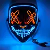 Máscara Halloween Luminosa Transfronteriza El Luz Fría Negra Forma de V Cara de Fantasma de Terror Accesorios de Fiesta Danza Led