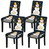 Funda de Silla Nueva Transfronteriza Navidad Fondo Negro Estampado de Muñeco de Nieve Funda para Silla de Comedor Decoración Festiva para el Hogar Funda de Silla Todo Incluido