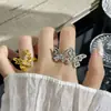 Anillo de Plata de Ley S925 Mariposa Hueca Circonita para Mujer Abierto Ajustable Nicho Pequeño Exquisito Lujo Ligero Versátil Anillo para Dedo Índice Nueva Joyería de Mano
