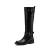 Botas de Caballero Apiladas de Cuero Genuino 2026 para Pantorrilla Grande de 40 cm, de Dos Formas de Usar, con Tacón Medio Grueso y Punta Redonda, Botas Altas de Cuero Genuino para Mujer