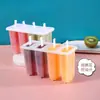 Forma de Sorvete 4 Cavidades Forma Moderna Grau Alimentício Doméstica Fofa para Crianças Picolé DIY Forma de Picolé Caseiro