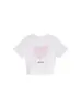 Chegada Nova de Verão Camiseta Branca de Manga Curta com Ombro Normal Design de Letras de Coração de Nicho Feminina Cropped Emagrecedor Top Hot Girl