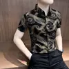 Camisa floral para homens, de manga curta, leve, com proteção solar, novo modelo 2026, top estampado, camisa slim fit de alta qualidade