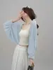 Cárdigan de Punto Elegante Gris de Seda Hielo Protector Solar para Mujer, Ropa Exterior Camisola de Verano Estilo Francés, Chal Transparente de Manga Murciélago