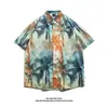 Camisa Floral Tailandesa Retro Vintage para Hombre, Camisa de Verano de Manga Corta Estilo Hong Kong de Moda para Pareja