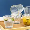 Conjunto de Copos de Vidro com Textura Martelada e Borda Dourada Colorida, Copo Doméstico Resistente ao Calor para Bebidas, Copo de Cerveja para Bar KTV, Copo para Beber