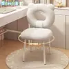 Mesa de Maquiagem Influenciadora de Nail Art Banqueta Simples Luxo Leve Encosto Quarto Vestir Casa Meninas Cadeira Creme