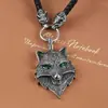 Guerreiro de aço joias europeias e americanas atacado personalidade Viking cabeça de lobo esculpida conjunto pedra preciosa pingente de colar masculino