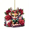 Nuevo Colgante Festivo de Ciervo Lindo de Navidad Colgante Plano Acrílico Transfronterizo Decoración para el Interior del Coche Espejo Retrovisor