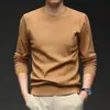 Nueva colección de otoño e invierno: Suéter Puyuan para hombre, de color liso, cuello redondo, tejido jacquard, casual y elegante, diseño simple, perfecto como capa base