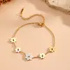 Acero Inoxidable Vacío Electrochapado Flor Joyería Margarita Pequeña Chapada en Oro de 18K Crisantemo Versátil Gama Alta Pulsera que No se Desvanece para Mujer