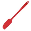 En stock utensilios de cocina para hornear raspador largo de silicona espátula integrada para mermelada y pastel espátula para mezclar crema y mantequilla