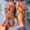 Chanclas Ligeras con Hebilla de Tira Cruzada para Mujer 2026 Nuevo Comercio Exterior Transfronterizo Talla Grande Sandalias Planas con Tira para el Dedo del Pie para Mujer
