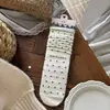Meias Songmu designer combinação de marrom e cinza estilo coreano ins com laço floral de algodão altura média panturrilha meias femininas doces