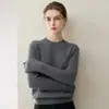 Novo suéter feminino de cashmere para outono e inverno, puro caxemira de cabra, gola redonda, blusa de tricô trançado