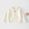 Cárdigan de punto estilo coreano para primavera y otoño para niñas, chaqueta linda de conejo calada, elegante abrigo de princesa para niñas
